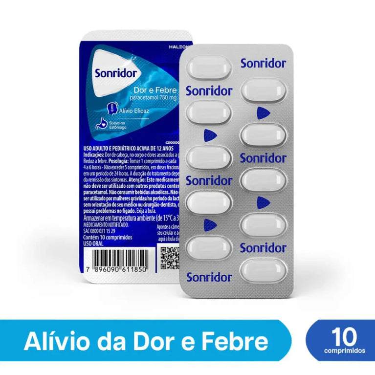 Sonridor Dor e Febre Paracetamol 750mg 10 comprimidos