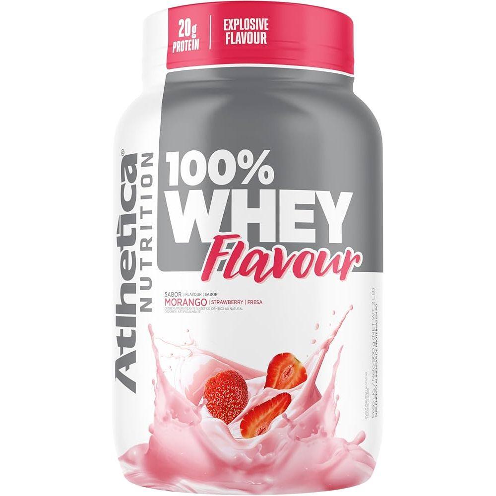 Whey 100% Pote Flavour Morango 900Gr Atlhética