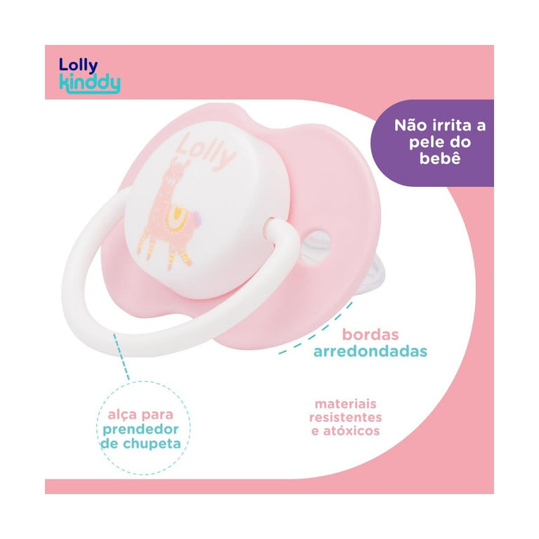 Chupeta Lolly Zoo Rosa 0-6 Meses Ortodôntica