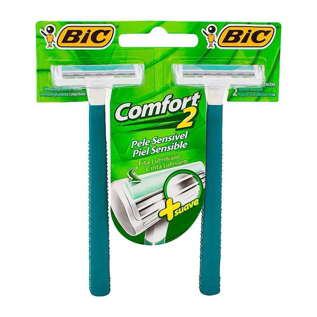 Aparelho de Barbear Bic Comfort 2 Pele Sensível C/2 Verde - Drogaria Poupa Centro
