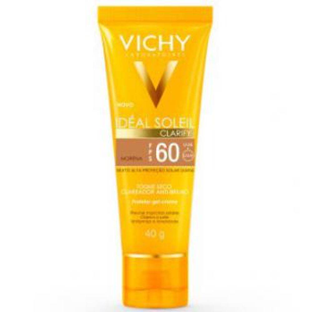 Protetor Solar Facial Ideal Soleil Clarify Cor Morena FPS60 -40G - Drogaria Poupa Centro