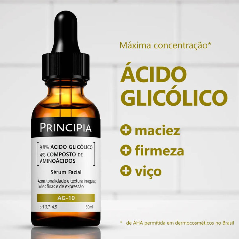 Principia - Sérum Facial 9,8% Ácido Glicólico + 4% Aminoácidos Ag-10 30ml
