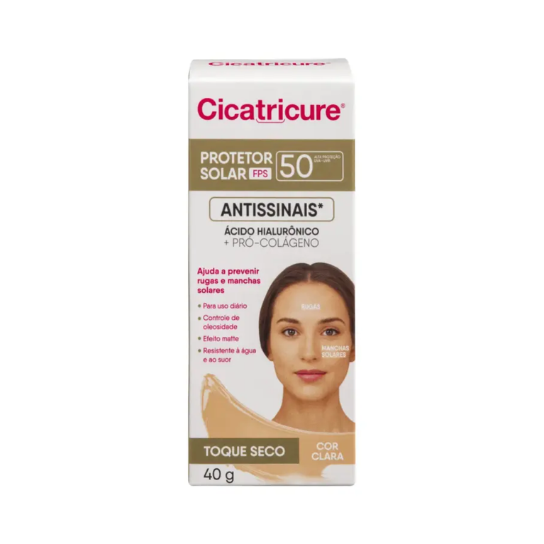 Protetor Solar Facial Cicatricure Antissinais FPS50 Cor Clara 40g VALIDADE 11/2026