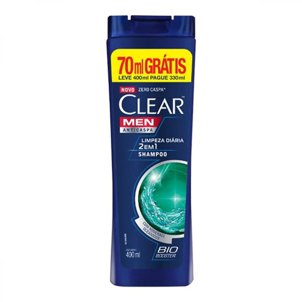 Shampoo Clear Men Limpeza Diária 2 Em 1 - 400Ml