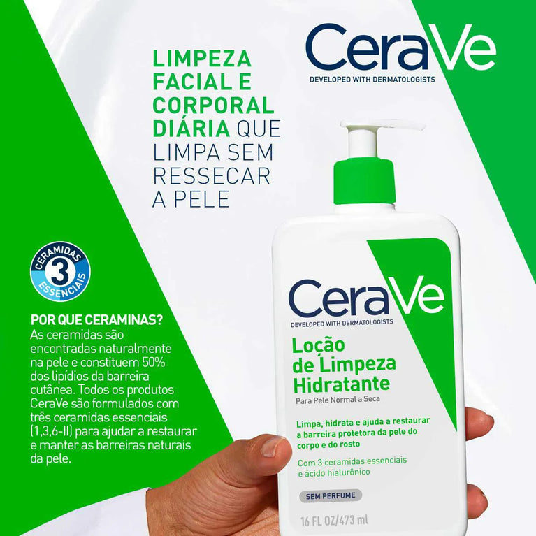 Loção de Limpeza Hidratante CeraVe Pele Normal a Seca com Limpeza Suave com Ceramidas Sem Perfume 200ml