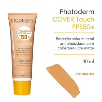 Protetor Solar Facial FPS 50 Bioderma Photoderm Cover Touch Dourado Pele Morena 40ml - Drogaria Poupa Centro