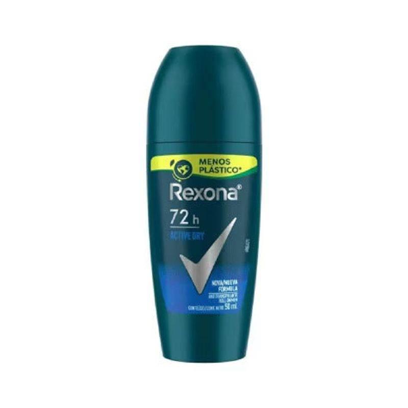 Desodorante Antitranspirante Rexona Masculino Roll On Active Dry 50ml - Drogaria Poupa Centro