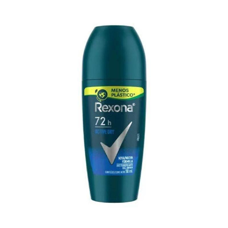 Desodorante Antitranspirante Rexona Masculino Roll On Active Dry 50ml - Drogaria Poupa Centro