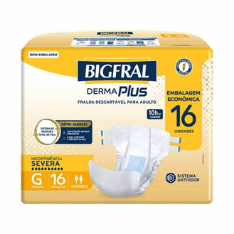 Fralda Geriatrica Bigfral Derma Plus G, pacote com 16 unidades - Drogaria Poupa Centro
