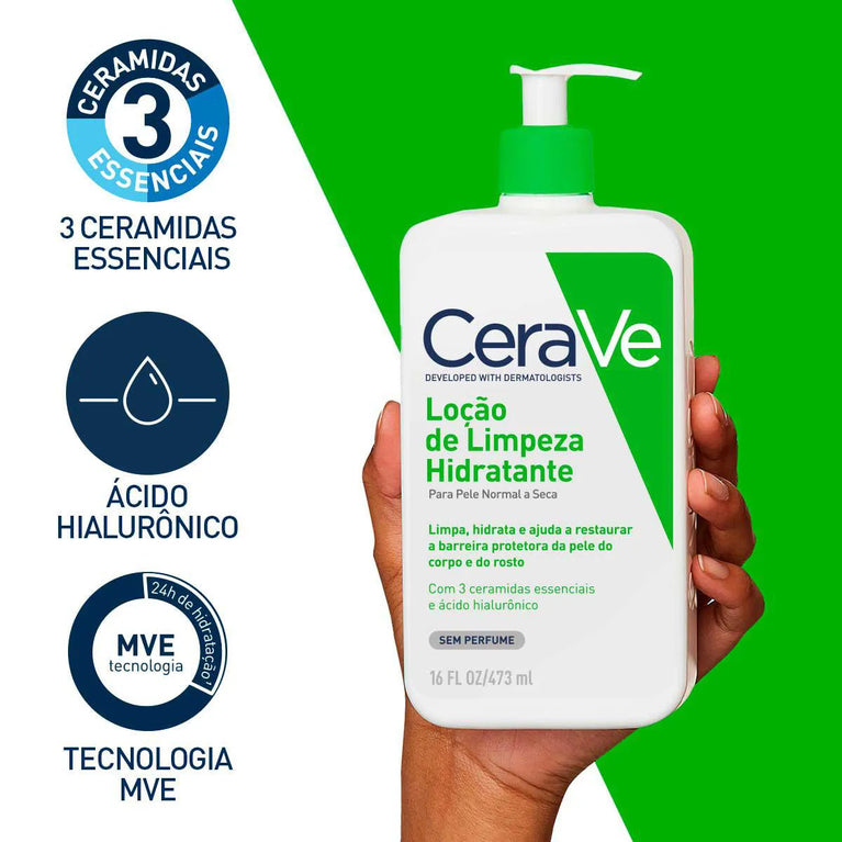 Loção de Limpeza Hidratante CeraVe Pele Normal a Seca com Limpeza Suave com Ceramidas Sem Perfume 200ml