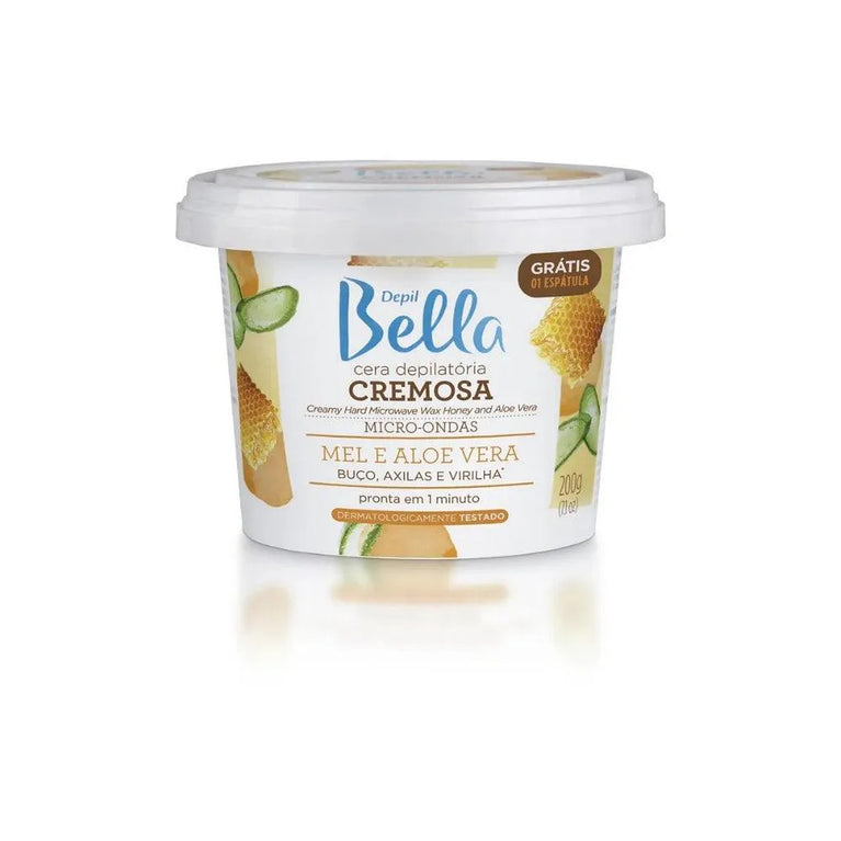 Cera Depilatória Cremosa Micro-ondas Mel e Aloe Vera Depil Bella 200g