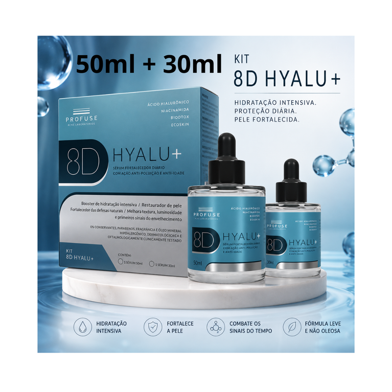 Kit Sérum Facial Fortalecedor Profuse 8D Hyalu+ Anti-idade 50ml + 30ml