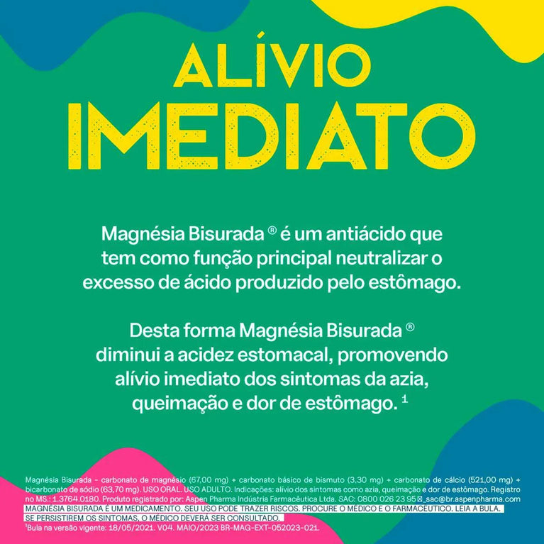 Magnésia Bisurada Sabor Menta 10 Pastilhas