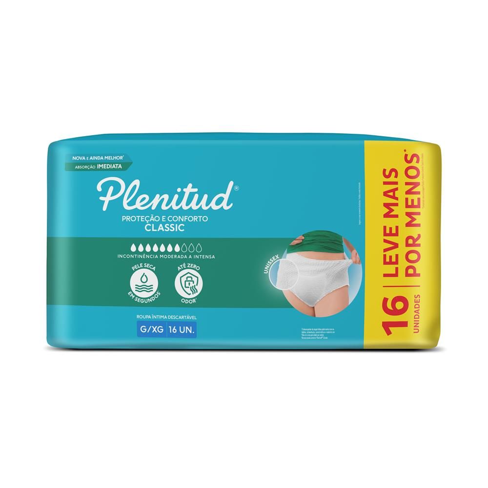 Plenitud Roupa Íntima Classic para Incontinência G/XG-16 un