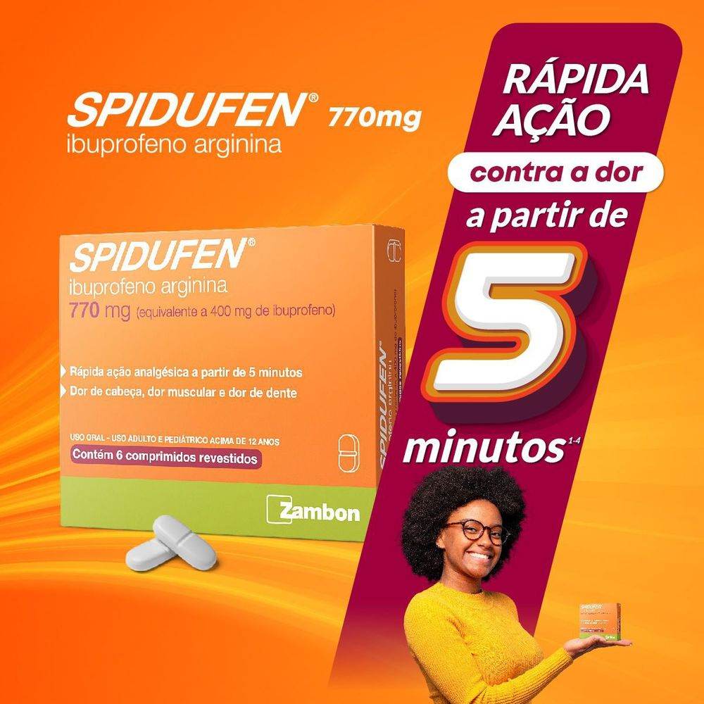 Spidufen 770Mg Com 6 Comprimidos Revestidos - Drogaria Poupa Centro
