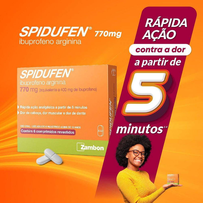 Spidufen 770Mg Com 6 Comprimidos Revestidos - Drogaria Poupa Centro