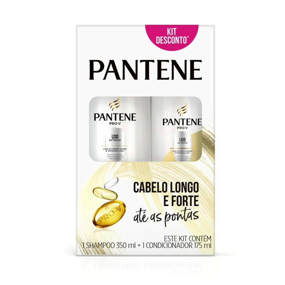 Kit Pantene Shampoo 350ml + Condicionador 175ml Liso Extremo