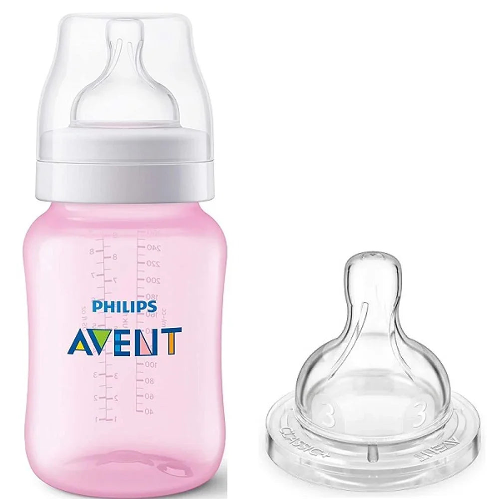 Mamadeira Avent 260ml Anti-Colic Rosa