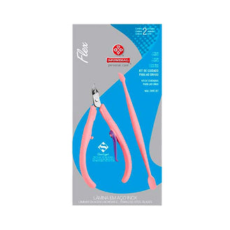 Alicate Cutícula Mundial Flex 02 Peças Rosa