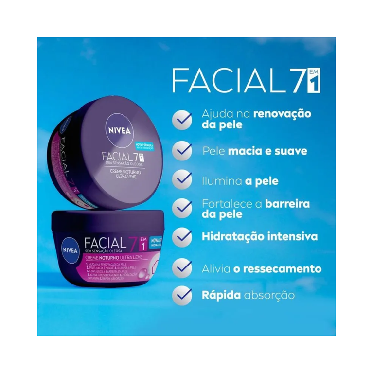 KIT COM 3 Creme Hidratante Facial Noturno Nivea 100g