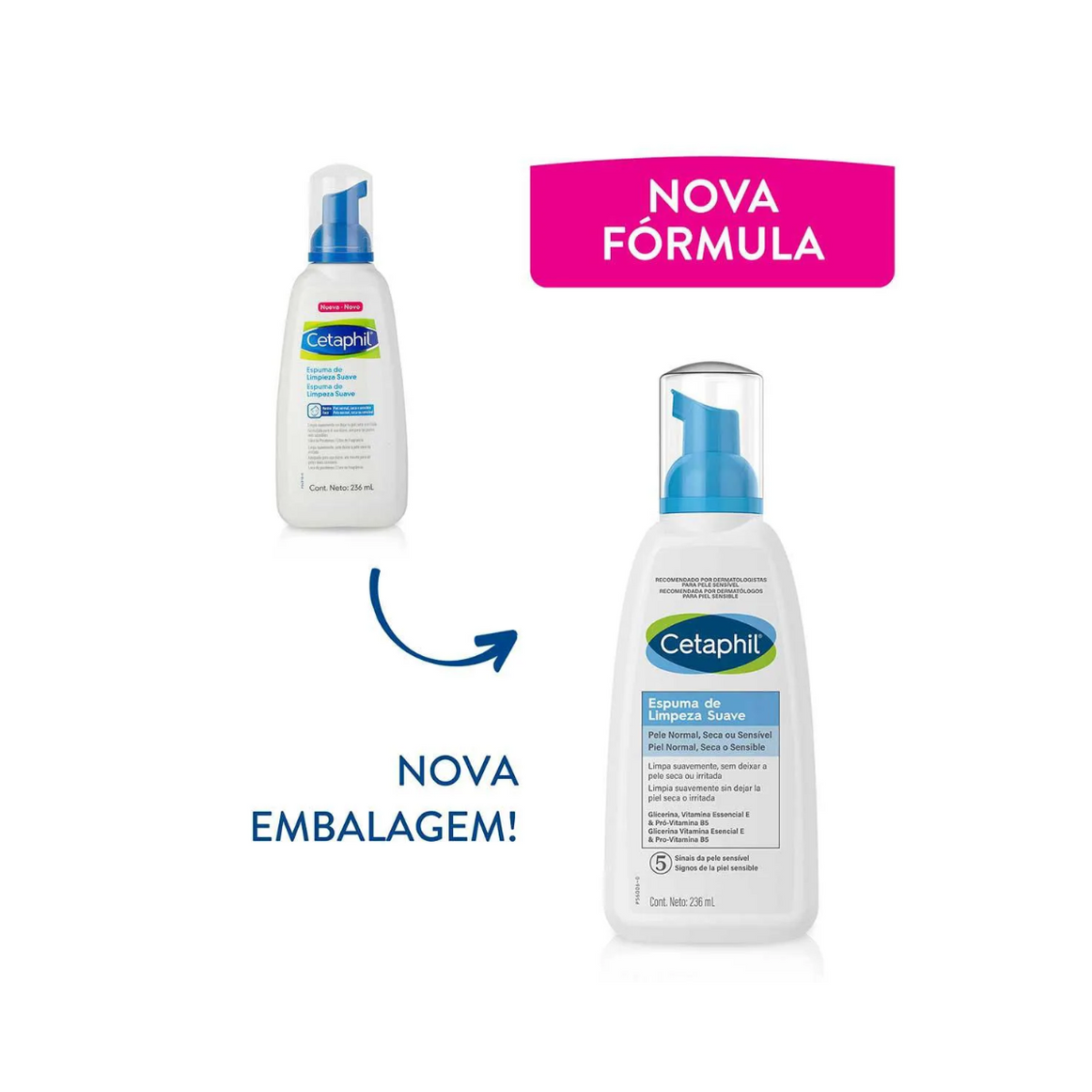 Espuma de Limpeza Facial Suave 236 ml – Cetaphil