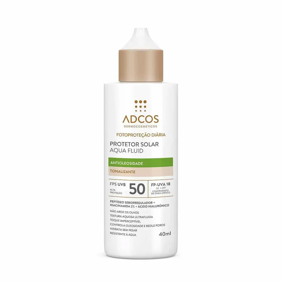 Protetor Solar Facial Adcos Aqua Fluid FPS 50 Tonalizante 40ml