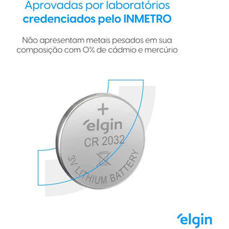 Bateria de Lítio CR2032 Elgin 3V Cartela com 5 unidades