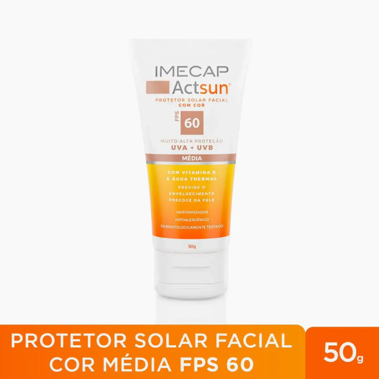 Protetor Solar Facial Imecap Actsun Fps60 Cor Média 50g