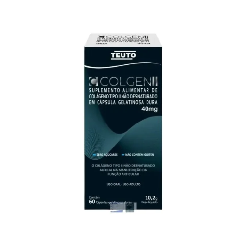 Colagen Ii Teuto Farma 40mg Colágeno Tipo Ii Não Desnaturado 60 Cápsulas