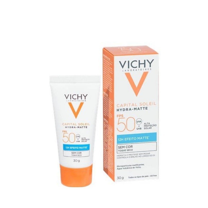 Protetor Solar Facial Capital Soleil Hydra-Matte FPS 50 Vichy 30ml - Drogaria Poupa Centro