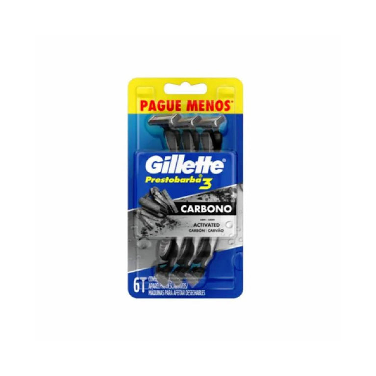 Aparelho para Barbear Gillette Prestobarba3 Carbono 6 unidades