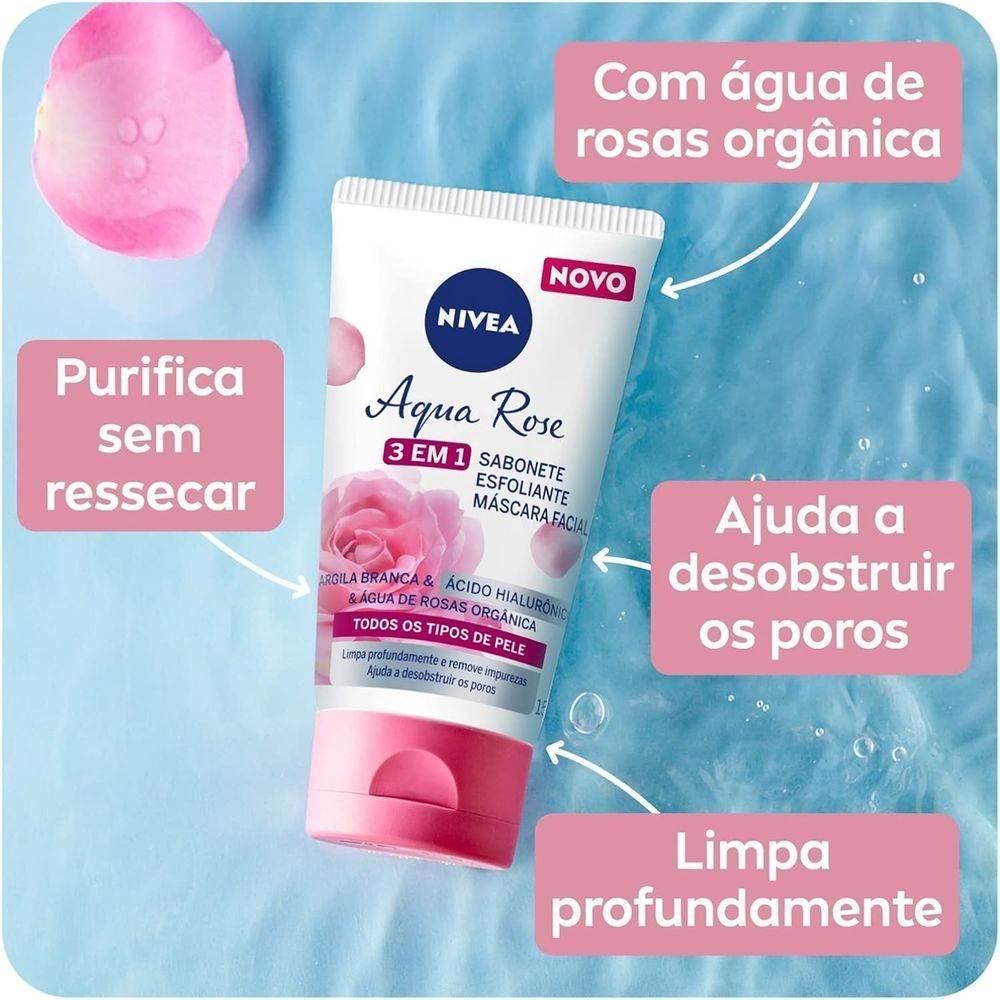 Sabonete Facial Nivea 150Ml 3Em1 Arg. Aqua Rose - Drogaria Poupa Centro