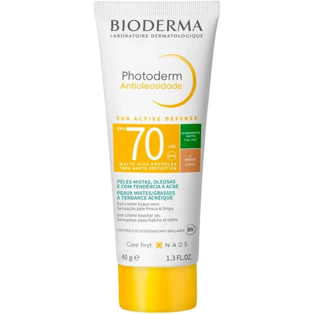 Protetor Solar Gel Creme Toque Seco Antioliosidade (Com Cor - 3 médio)  Fps 70 - Bioderma
