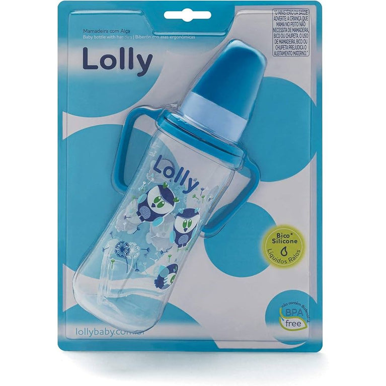Mamadeira Zoo com Alça 250ml Azul -  Lolly