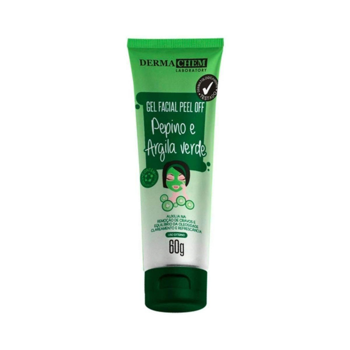 Gel Facial Peel Off Dermachem Pepino e Argila Verde 60g - Drogaria Poupa Centro