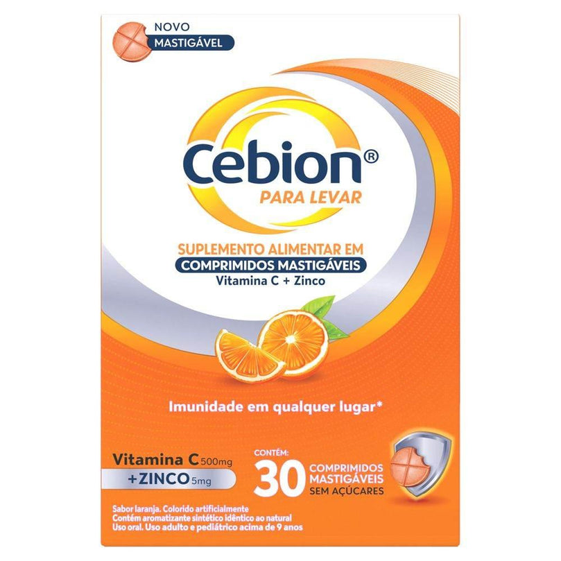 Cebion Laranja Vitamina C 30 Comprimidos Mastigáveis - Drogaria Poupa Centro