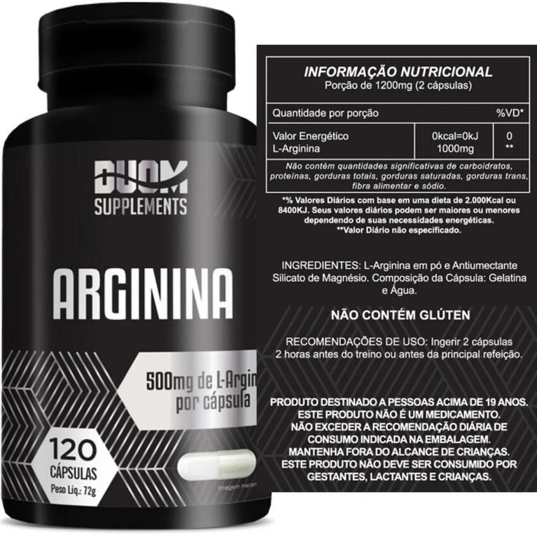 Arginina 120 Cápsulas Duom - Drogaria Poupa Centro