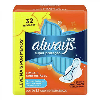 Absorvente Always Super Protecao Seca 32 unidades - Drogaria Poupa Centro