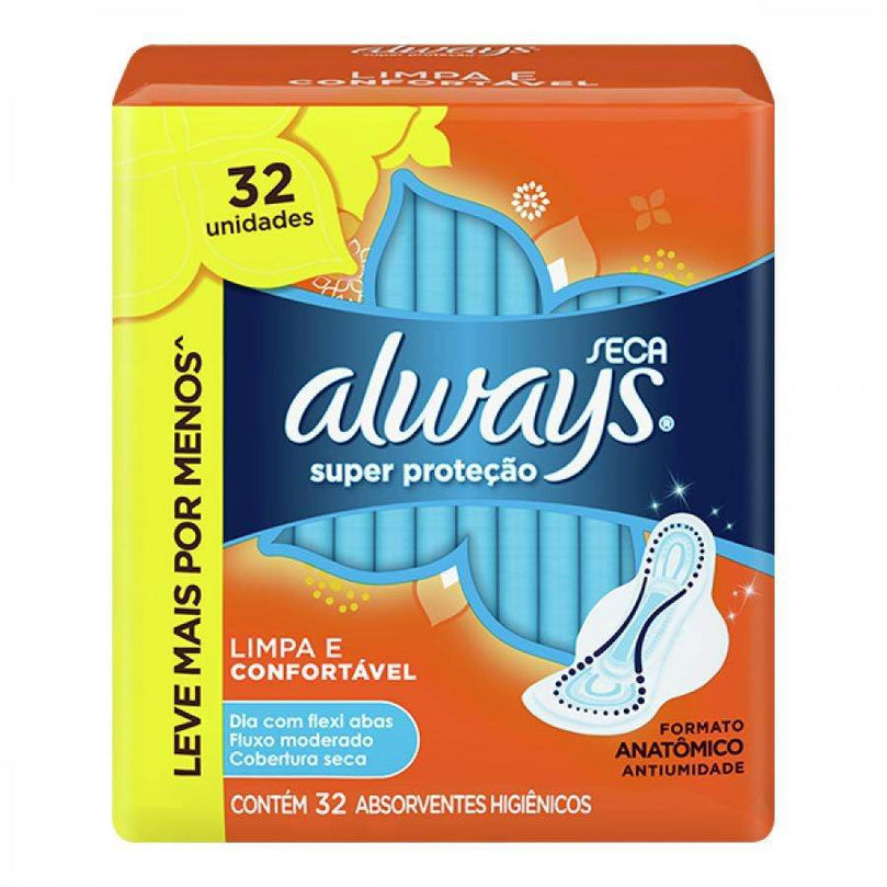 Absorvente Always Super Protecao Seca 32 unidades - Drogaria Poupa Centro