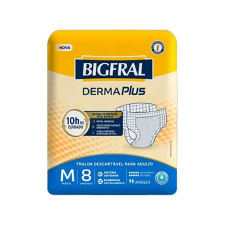 FRALDA GERIATRICA BIGFRAL DERMA PLUS M 8 UNIDADES - Drogaria Poupa Centro
