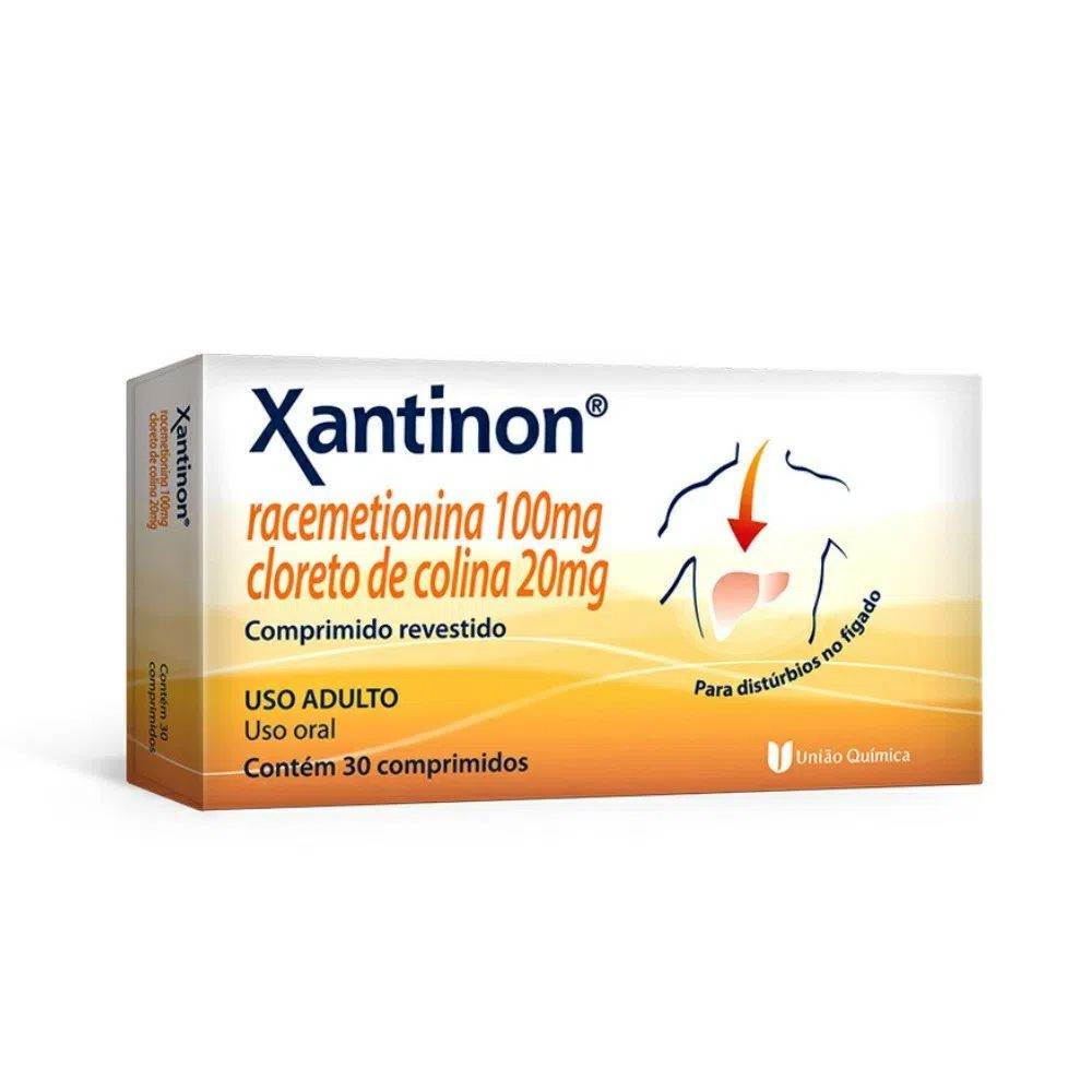 Xantinon Racemetionina 100mg + Colina 20mg Com 30 Comprimidos - Drogaria Poupa Centro
