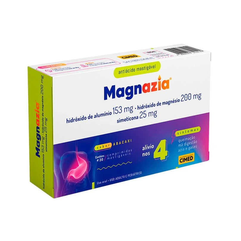 Magnazia Sabor Abacaxi - 30 Comprimidos Mastigáveis