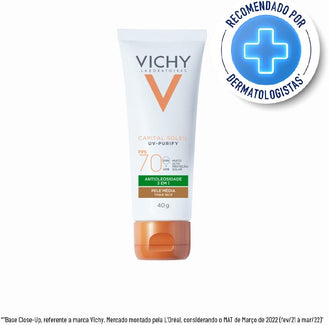 Protetor Solar Vichy Capital Soleil UV-Purify Cor Média FPS 70 Com 40g