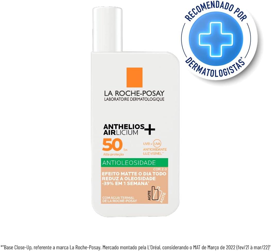 Protetor Solar Facial La Roche-Posay Anthelios Airlicium Fluido Antioleosidade Com Cor 2.0 FPS 50 - 40ml