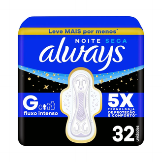 Absorvente Always Noite Seca com Abas 32 Unidades