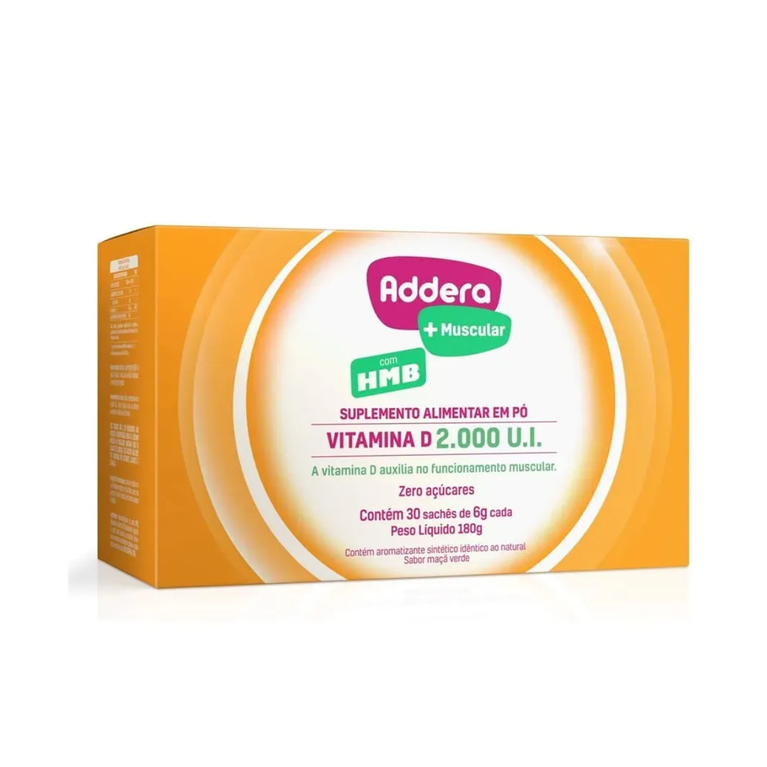 Addera + Muscular Vitamina D 2.000UI com HMB 30 Sachês VALIDADE 11/2026