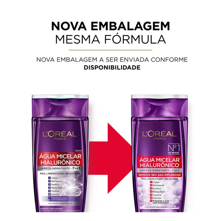 Água Micelar L'Oréal Paris Hialurônico 200ml | Limpeza e Hidratação