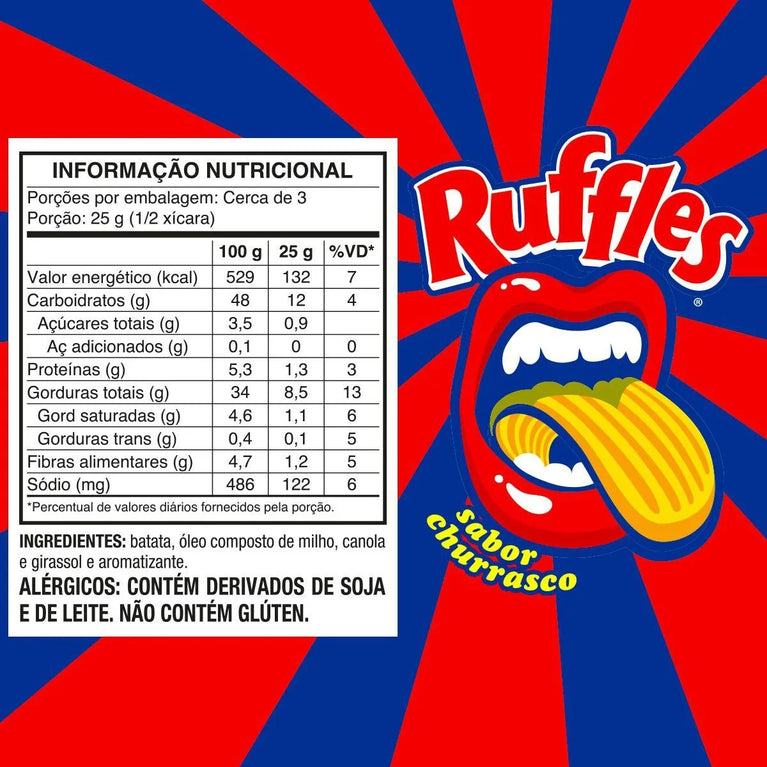Batata Frita Ondulada Churrasco Elma Chips Ruffles 68g