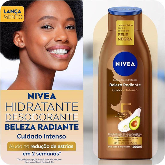 Loção Deo Hidratante Corporal Nivea Beleza Radiante Cuidado Intenso 400mL - Drogaria Poupa Centro