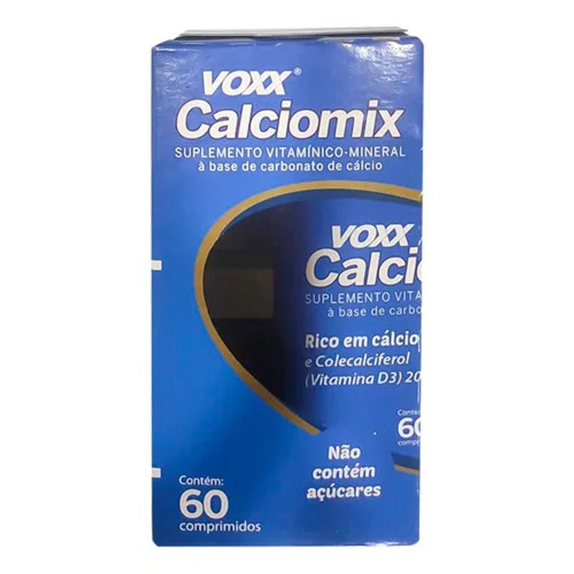 Calcio Mix Voxx - Frasco com 60 cápsulas de Cácio 500Mg + Vitamina D3 200ui - Drogaria Poupa Centro